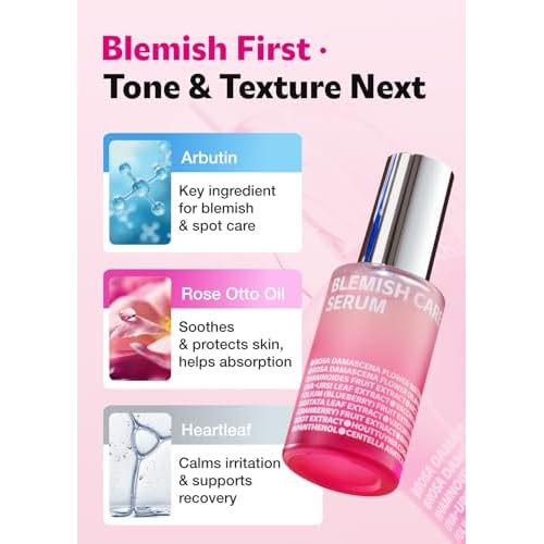 ISOI Blemish Care Up Serum for Face, Vegan Hydrating Serum for Smooth & Glass Skin Effect, Skin Barrier & Moisture Balance for Women, Arbutin & Rose Otto Oil, Korean Skin Care (1.18 fl. oz, 35ml)