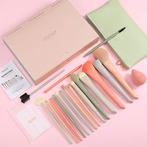 Docolor 4 in 1 Lash Curler Kit with 6 Extra Replacement Refill Pads+17Pcs Morandi Makeup Brushes with Makeup Bag and Makeup Sponge and Brush Protector Professional Face Powder Kabuki Foundation Blus