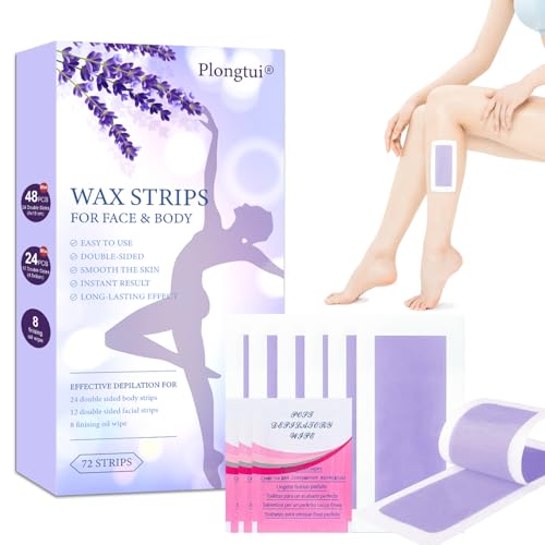 Wax Strips Hair Removal for Women: Waxing Kit with 72 Pcs Body Waxing Strips Dual Sides & 4 Calming Oil Wipe For Face, Bikini, Legs, Lip, Brazilian Wax Kit At Home, Hypoallergenic All Skin