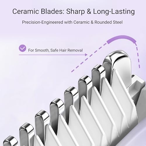 Bikini Trimmer for Women Electric Razors for Women Electric Shaver Female 2-in-1 Bikini Razor for Pubic Hair, Private Area, Legs, Face, Body Hair, Waterproof, Dual Head, Rechargeable (Purple)