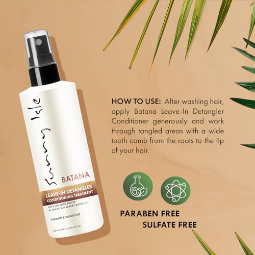 Sunny Isle Batana Leave-In Detangler Conditioning Treatment 8oz Infused with Biotin and Jamaican Black Castor Oil