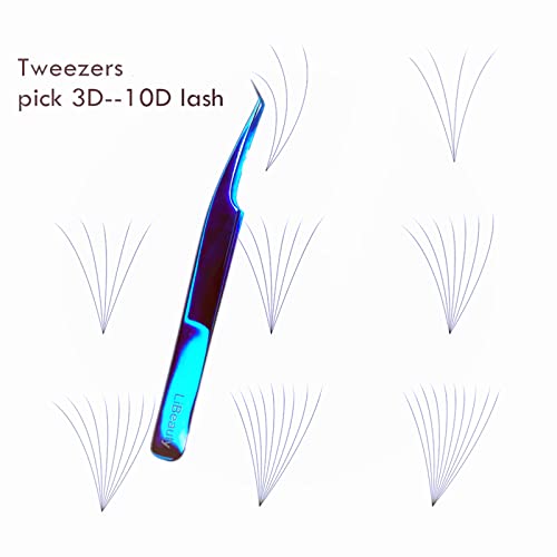 Volume Tweezers Eyelash Extensions, Lash Tweezers 45 degree Original L Shape For 0.05 0.07 0.1 0.15 0.2 Classic Lash/Mega Volume/Hybrid Lash Triple Function (Multi-Function Tweezers)