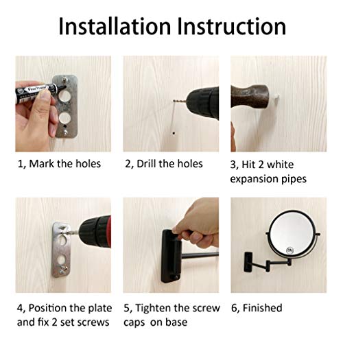 Wall Mounted Magnifying Makeup Mirror with 1X 10X Magnification and Extendable Arm, 8 Inch Double Sided Vanity Mirror for Bathroom, Wall Mirror for Teen Girls, Women, Matte Black
