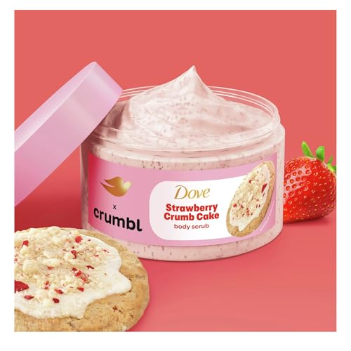 Dove Moisturizing Strawberry Crumb Cake Body Wash & Scrub Combo, 20oz Wash + 15oz Scrub, Limited Edition, Paraben & Sulfate Free, For Body, Improves Skin Texture, Moisturizes