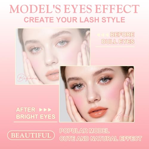 Lash Clusters Stella Wispy DIY Lash Extension 8-16mm Natural Eyelash Clusters D Curl Individual Eye Lashes Invisible Band False Eyelashes Cluster Eyelash Extensions Thin Clear Band