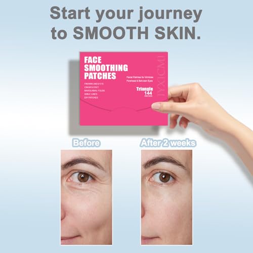 Wrinkle Patches for Face Overnight, Face Tape for Wrinkles, Facial Patch for Forehead, Eyes, Crows Feet, Smile Lines - 144 Count Adhesives Patches (Clear)