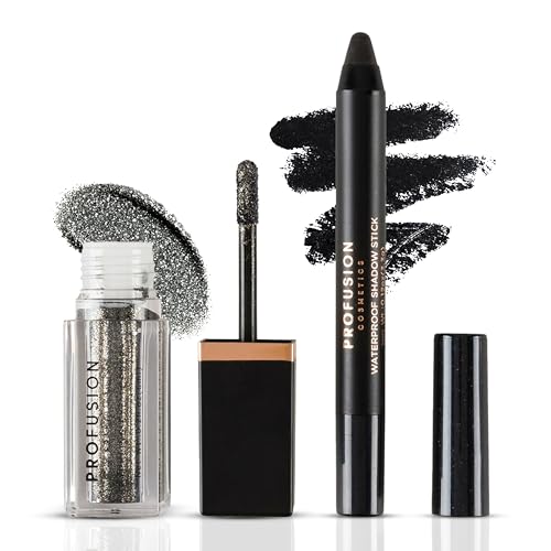 Profusion Cosmetics Eye Sparkler Duo Set - Liquid Eyeshadow & Waterproof Shadow Stick, Quick Dry & Long-Wearing, Smudge-Proof, High Shine Glitter Eye Makeup (Sizzle)
