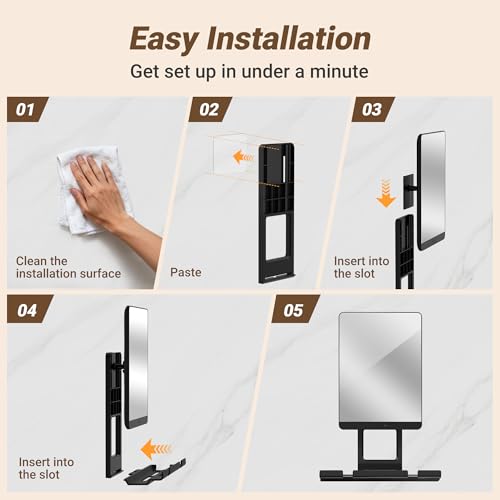 Heated Shower Mirror Fogless for Shaving£¬Fog Free Shaving Mirror for Shower with Razor Holder£¬360¡ÆRoating Shaving Mirror for Shower Fogless£¬5000mAh Long-Lasting Anti Fog Shower Mirror (Dark Brown£©