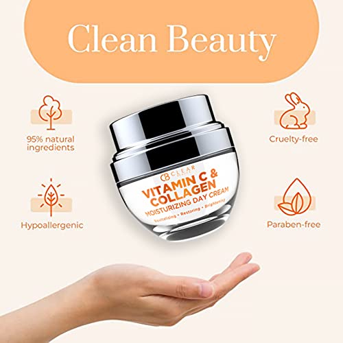 Clear Beauty Vitamin C & Collagen Face Moisturizer ? Anti Aging Day Cream, Hydrates, Firms & Revives Dull, Tired Skin ? Dermatologist Tested, Korean Skin Care, Vegan Clean Beauty ? 1.69 Fl Oz