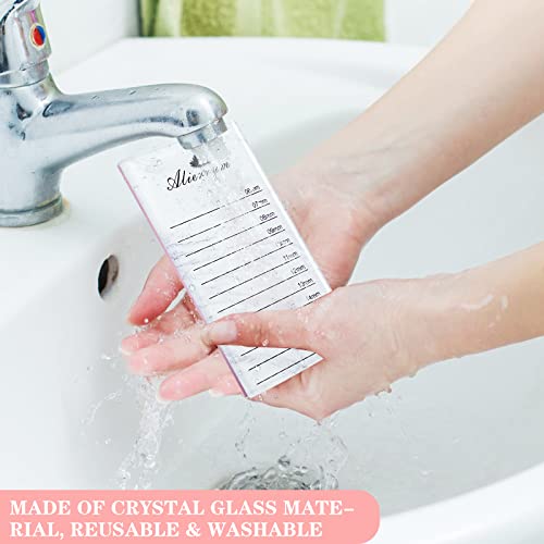 Premium Eyelash Extension Tray Lash Applicator Reusable Glass Tile & Pre-Measured Guided Step-by-Step Lines for Easy Application (L)