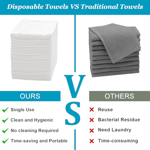 Premium Disposable Towel, 100 PCS Ultra Soft, Quick Dry Disposable Hair Towels Spa Salon Towel, Portable Body Towels Disposable for Massage Beauty Hotel Camping Travel Gym 28 x 12 inch