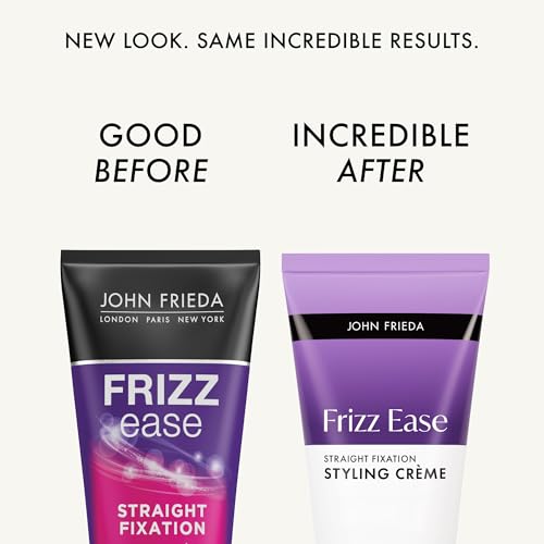 John Frieda Frizz Ease Straight Fixation Styling Cr?me, Straightens Frizzy Hair with Milk Protein & Almond Oil, Sleek & Frizz-Free, with ThermaGuard Heat Protection Against Damage, 5 Oz