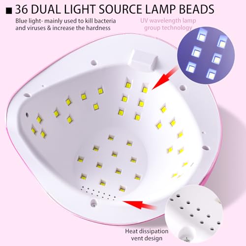 Limegirl UV Nail Lamp - Pearlescent Version, Professional Nail Dryer with 4 Timer, Powerful Dual UV & LED Lamp Beads and Auto Sensor, Fast Curing Gel Lamp, Salon Home Manicure Kit (Pearl Pink)