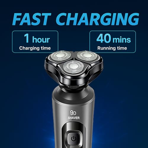 Electric Razor for Men, Rechargeable Rotary Electric Shaver with 3D Floating Heads, Ideal for Travel, Office, and Business Trips (Gray)