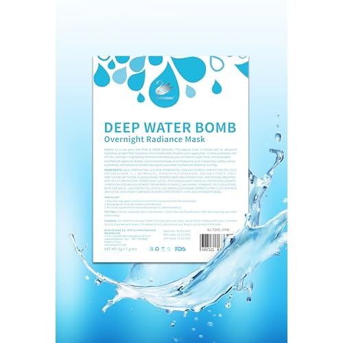Pink&iSwan Deep Water Bomb~Overnight Radiance Mask|Luxurious 100% Natural Sleeping Facial Treatment,Intense Hydration & Brightening,No-Rinse Prmium Skincare for All Skin Types.(7 Elgant Capsules)