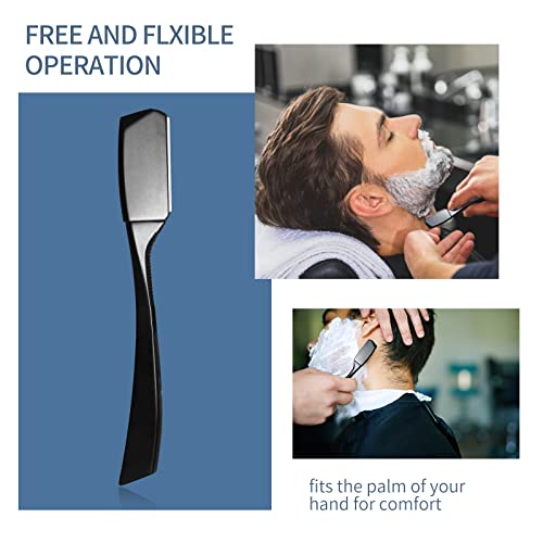 Barber Razor Professional Straight for Men: Stainless Steel Razor Close Shaving Safety Straight Edge Razor for Barbershop Salons Home Hairdressing Use (Black)