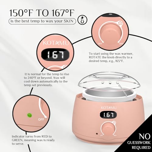 KOTAMU Wax Kit - Wax Warmer Hair Removal Machine with 1LB Lavender Formulated Waxing Beads- For Sensitive Skin, Facial, Chin, Underarms, Brazilian Bikini Face, Perfect for Men Women Full Body Waxing a
