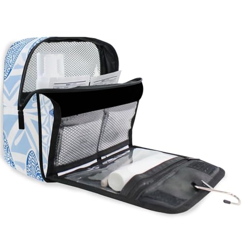 Hanging Toiletry Bag for Women Blue Boho Dragonfly Makeup Bag Travel Essentials Toiletries Organizer Bag Floral Animal Cosmetic Bag Foldable