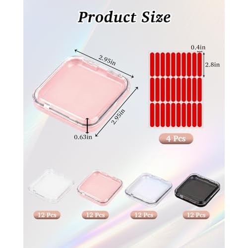 48 Pcs Nail Boxes for Press Ons, Fake Nail Storage Case Packaging Container with 120 Adhesive Double Sided Tape
