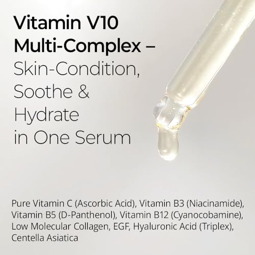 Forest of the Borges's Pink V10 Vitamin Serum 1.0 fl oz ? 10% Pure Vitamin C with Niacinamide, Panthenol, Collagen, EGF & Hyaluronic Acid ? Lightweight Korean Facial Serum for Daily Use.