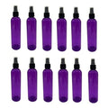 Natural Farms 12 Pack ? 8 oz -Purple Cosmo Plastic Bottles ? Black Fine Mist Atomizer - for Essential Oils, Perfumes, Cleaning Products