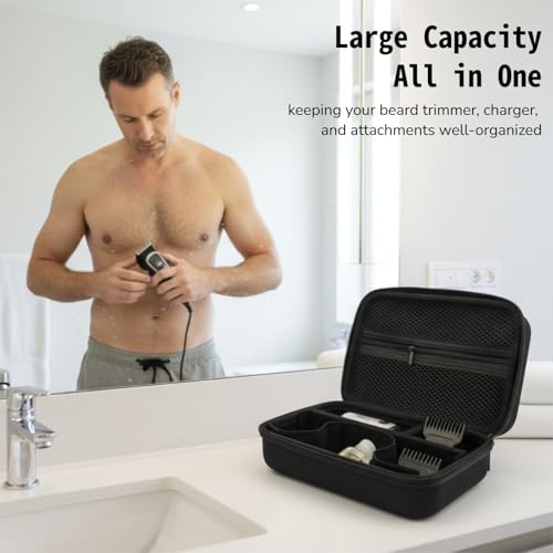 Beard Trimmers Case, Hair Clipper Shaving Hard Travel Case Compatible with Norelco Multigroom Series 9000/7000/5000/3000, OLOV, Ufree, Oneblade, Electric Body Shaver and Accessories -Black