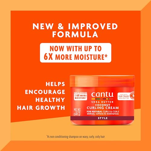 Cantu Coconut Curling Cream for Natural Hair with Pure Shea Butter, 12 oz (Pack of 2) | Cantu, Coconut, Curling Cream, for Natural Hair, 12 oz