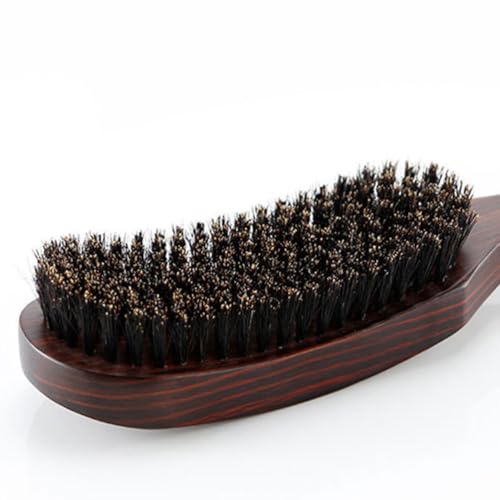 Men Beard Brush with Natural Boar Bristles for Facial Hair Styling and Massage Portable Beard & Mustache Comb with Comfortable Handle 9.25 Inch Grooming Tool for Skin Exfoliation