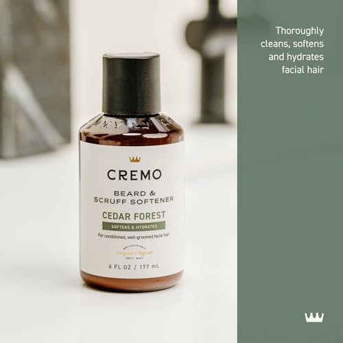 Cremo Cedar Forest Beard & Scruff Softener, Softens and Conditions Coarse Facial Hair of all Lengths in Just 30 Seconds, 6 Fluid Ounce