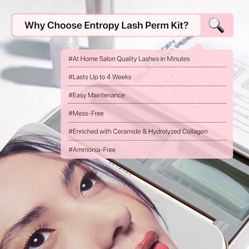 ENTROPY MAKEUP Lash Lift Kit, No-glue Lash Perm Kit, Professional Eyelash Perm Kit for Long-Lasting Curl, Up to 4 Weeks Natural Lift, Nourishing with Ceramide & Hydrolyzed Collagen, Hypoallergenic