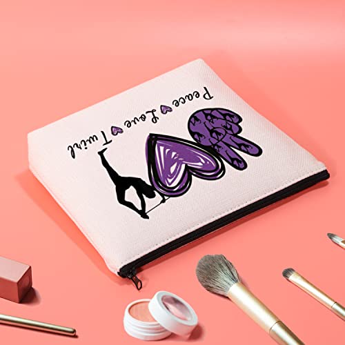 JXGZSO Baton Twirling Gift Peace Love Twirl Cosmetic Bag Baton Gifts For Women Baton Gymnast Makeup Bag Twirling Lover Gift