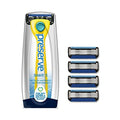 Preserve Shave 5 Five Blade Refillable Razor, Made from Recycled Materials, Sunshine Yellow and Preserve Five Blade Replacement Cartridges for Preserve Shave Five Recycled Razor (4 Count) Bundle