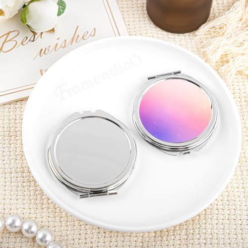 Framendino, 12 Pack Sublimation Cosmetic Mirror Blanks Transfer Portable Makeup Compact Mirrors Round Folding Travel for Women