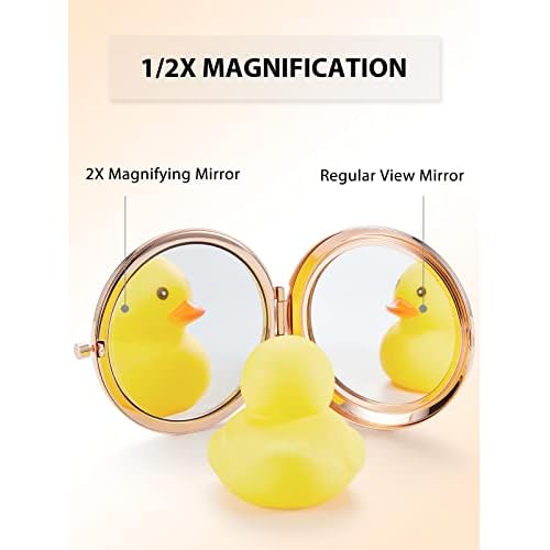 Compact Mirror Bulk, Pack of 6 Double-Sided 1X/2X Magnifying Metal Makeup Mirrors(Round, Rose Gold)