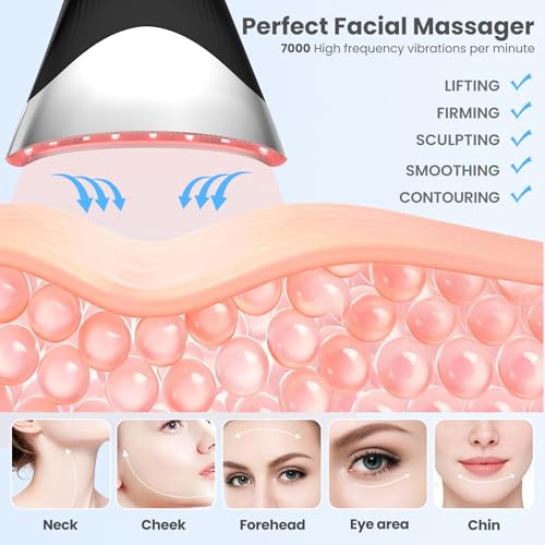 7-in-1 LED Neck Beauty Device, Facial Sculpting Tool of Face Lifting Device with Adjustable Vibration and Thermals for Wrinkles Neck and Face Massager for Home Use