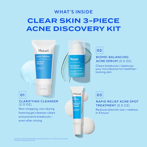 Acne Treatment Trial Kit ? Salicylic Acid & Mandelic Acid for Clear Skin ? Oil Control, Spot Treatment & Cleanser ? Travel Size Skincare for Acne-Prone Skin