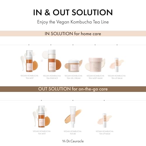 Dr.Ceuracle Vegan Kombucha Tea Essence and Gel Cream - Korean Skincare Gift Set for Holiday (Beginning Set)