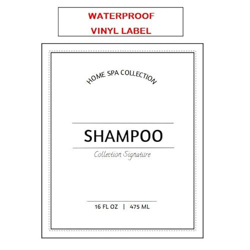 16 oz PET Plastic Empty Slim Round Pump Bottles with Printed Waterproof Labels of Shampoo, Conditioner and Body Wash - Set of 3 (Amber Bottle with Black Pump)