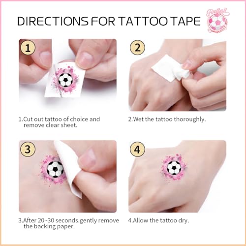 Football Temporary Tattoos,10 Sheets Pink Football Temporary Transfer Soccer Tattoos Stickers for World Cup Soccer Party Gift Birthday Party Bag Fillers Boys Girls Kids
