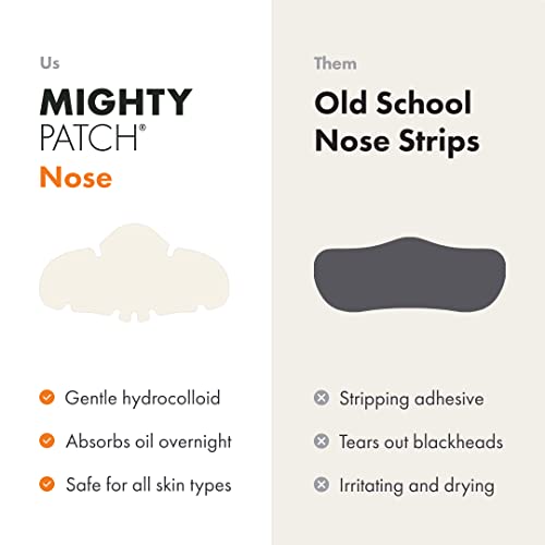 Mighty Patch Nose Pimple Patches from Hero Cosmetics, Large Hydrocolloid Pore Strips, Dermatologist Approved, Overnight, Blackhead Remover Strip to Absorb Acne Nose Gunk from Face, 10 Count