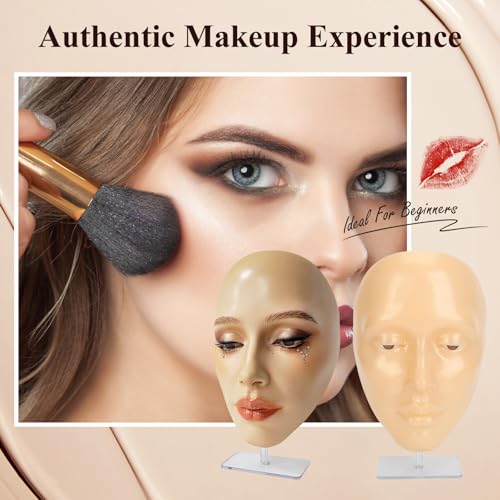 CHADWICK 5D Silicone Makeup Practice Face Board - Reusable Mannequin for Beginner and Professional Eye Makeup Artists - Girl's Gift (Light)