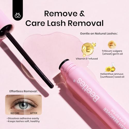 Beetles Lash Kit Volume Wispy Lash Clusters Eyelash Extension Kit 100 Pcs CC Curl 9-16mm False Eyelashes Extension Set with 2-in-1 Bond and Seal Remover Brush Tweezers Bouquet KVB083