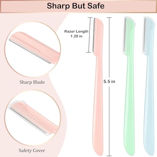 12 Pieces Eyebrow Razor, Dermaplane Razor with Blade Cover Face Razors for Women, Dermaplaning Tool for Face Peach Fuzz Face Shaver for Women and Men, Safe and Newbie Friendly