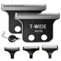 2PCS 2215 Replacement T Wide Blades Compatible with Wahl 5 Star Detailer Li Trimmer(8081) and (8171) - Adjustable Stainless-steel Zero-Gap Trimmer Blade ((2PCS-Black)