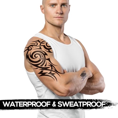 2 Sheets Large Totem Temporary Tattoos for Men and Women Waterproof Full Arm Fake Tattoo Stickers Realistic Body Art for Adults Shoulder Chest Back