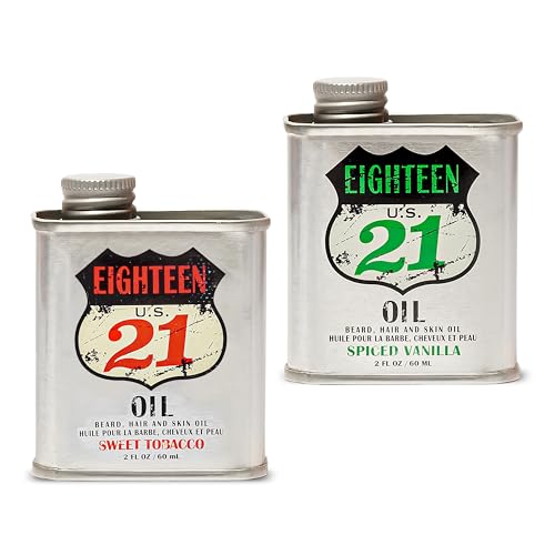 18.21 Man Made Man Sweet Tobacco & Spiced Vanilla Beard, Hair & Skin Oil 2-Set Bundle, All Hair & Skin Types for Men, Strengthens and Moisturizes in a Manly Aroma