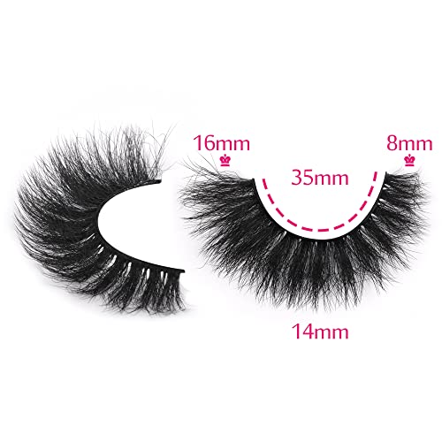 False Eyelashes Thick 8D Volume Wispy Faux Mink Lashes Cat-Eye 16 mm Dramatic Mink Lashes 7 Pairs Pack Eyelashes Multipack by FANXITON