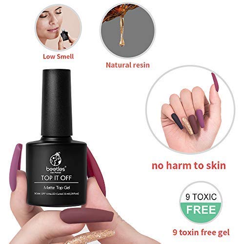 Beetles Blue Green Gel Nail Polish Kit - 6 Colors Misty Gray Dark Green Gel Polish With 3 Pcs Base coat No Wipe Top Coat - Matte Gel Top Coat