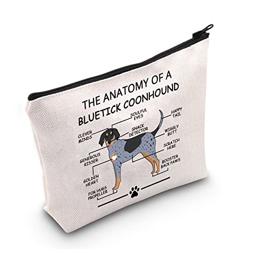 LEVLO Funny Bluetick Coonhound Lovers Gifts The Anatomy of A Bluetick Coonhound Clever Minds Cosmetic Bags Veterinary Mom Travel Toiletry Bags
