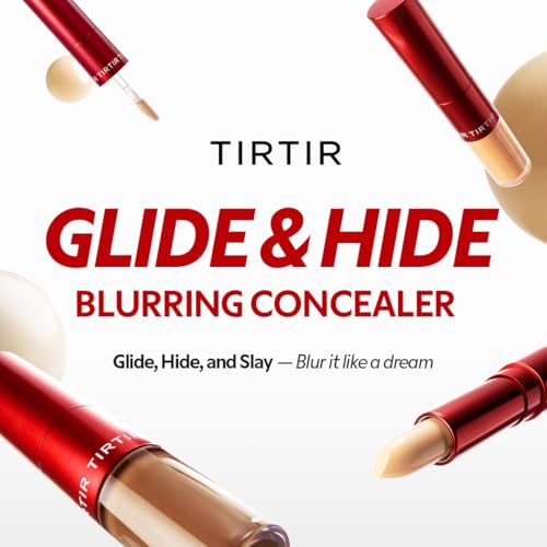 TIRTIR Glide&Hide Blurring Concealer - Creamy texture, Conceals dark circles and wrinkles, Dual formula (liquid tip & balm stick), Long-lasting wear, Korean Makeup, #4N, 0.28 Oz (Pack of 2)